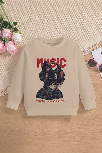 MYADA Премиум музика - Детски суитшърт "Make Some Noise" с голям размер 12792