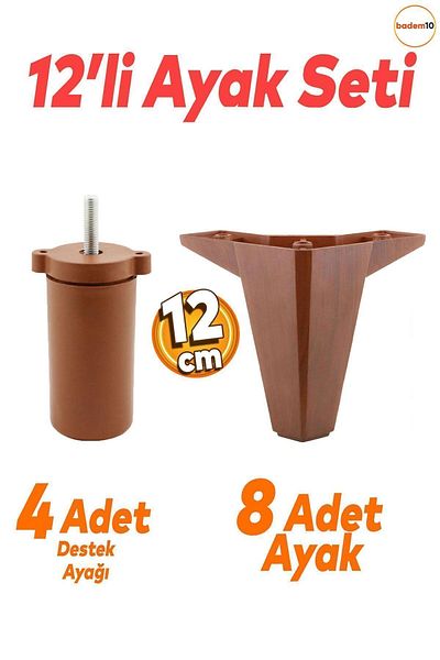 Badem10 Cedar Set 12 Mobilier Canapea Baza Canapea Tv Unit Canapea extensibila Picioare Suport 12 Cm Picioare Maro