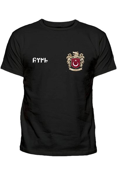 Efendioğlu Design Bozkurt Logo Printed Black Turkish Text T-Shirt