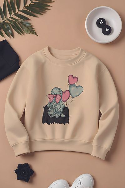MYADA Φούτερ Beautiful Girl Printed Oversize - Holding Balloons 11065