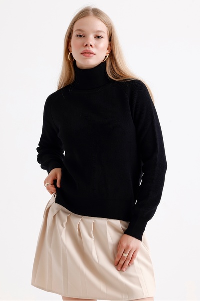 MD trend Γυναικείο πουλόβερ με σκίσιμο ζιβάγκο Basic Knitwear