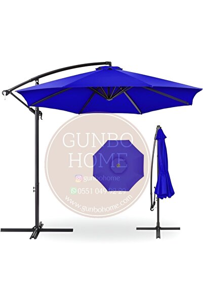 GUNBO HOME 3 MT 8 KABURGA FULL DEMİR 21 KG MAVİ  BAHÇE ŞEMSİYESİ HAVUZ ŞEMSİY...