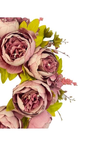 Nettenevime Yapay Çiçek Kapı Süsü Gülkurusu Pudra Marsilya Güllü Şakayık Yılbaşı Kapı Çelengi