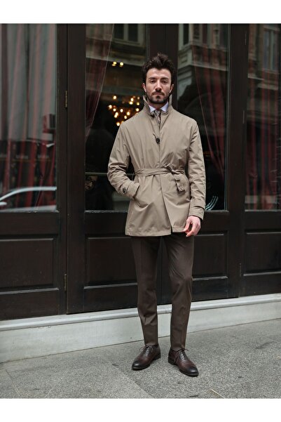 AEK FIORE Erkek Vizon Trençkot