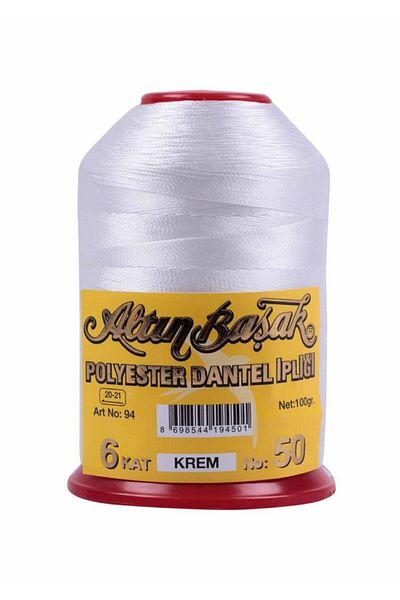 Altınbaşak Altın Başak Polyester Lace Thread 6 στρώσεις 100 Gr Κρέμα Νούμερο 50 (1 τεμ.)
