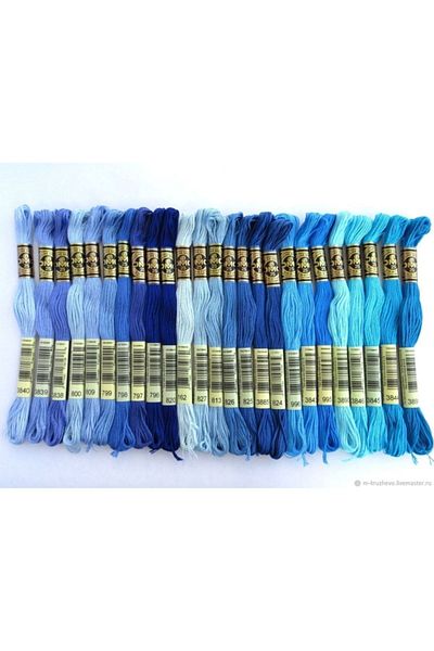 Dmc Blue Muline Thread Set - 25 Cross Stitch Embroidery Threads