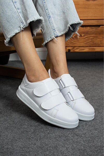 galya shoes Kadin Beyaz Cırtlı Spor Ayakkabı Sneakers