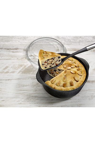 Paşabahçe Non-Stick Round Pot with Glass Lid, Black 3150Cc