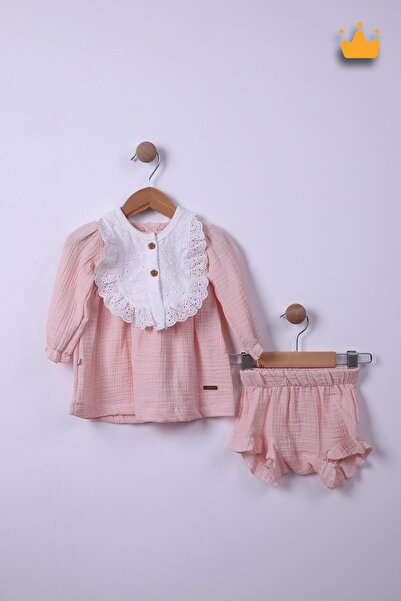 Babyhola Kız Bebek Çocuk Müslin Çıkarılabilir Önlüklü Şortlu Elbise 22407