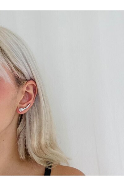 Retrobird Gray Women's Earrings - Single Brass and Zircon Stone