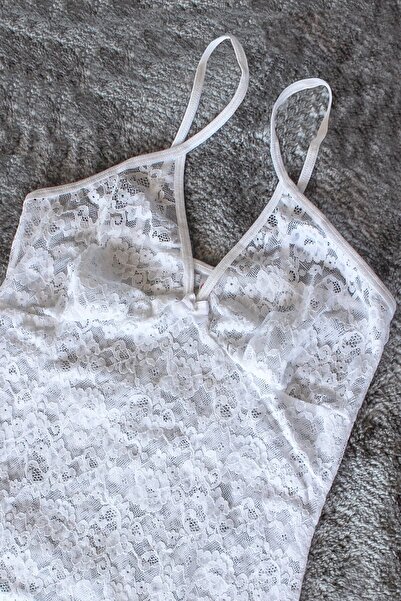 Öts Жіноча біла мереживна майка вузького крою