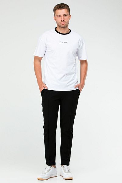 speedlife Λευκό Μαύρο Oversize Crew Neck Basic Ανδρικό Σετ Xb0093