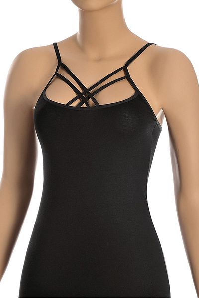 Öts Women's Black Cross Strap Detailed Lycra Athlete
