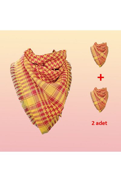 Bima Ticaret Yellow Orange Kefiye Model Square Puchsia - 2 Pieces Women's and Men's Puchsia