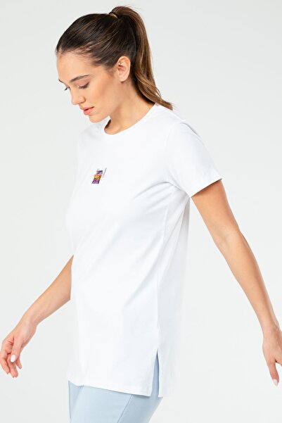 speedlife White Regular Cotton Crew Neck Short Sleeve Women's T-Shirt Sf0646