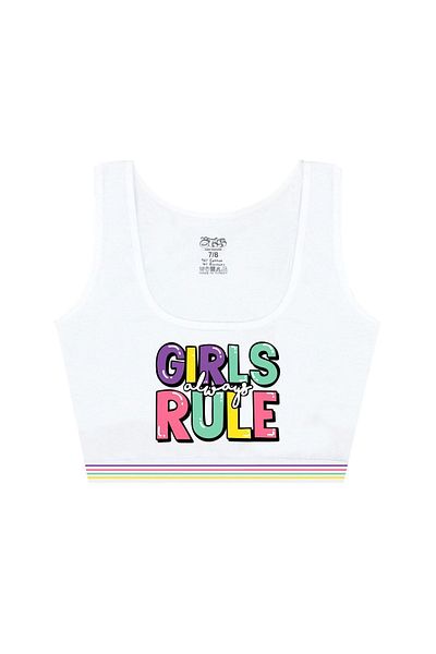 Öts Girl's 2-Piece Padless Colorful Thick Strap Cotton Lycra Half Tank Top Training Bra Bustier