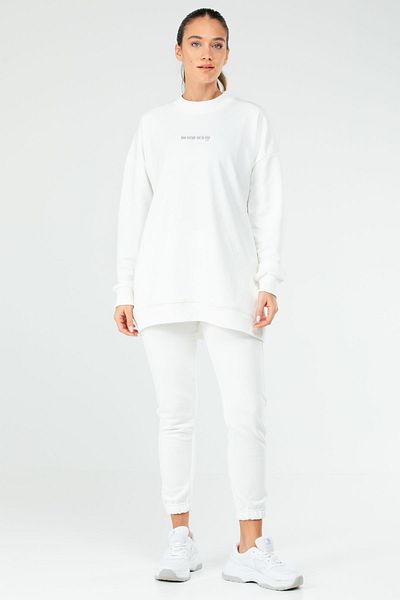 speedlife White Regular Cotton Crew Neck Basic γυναικεία αθλητική φόρμα τουνίκ Sa2619