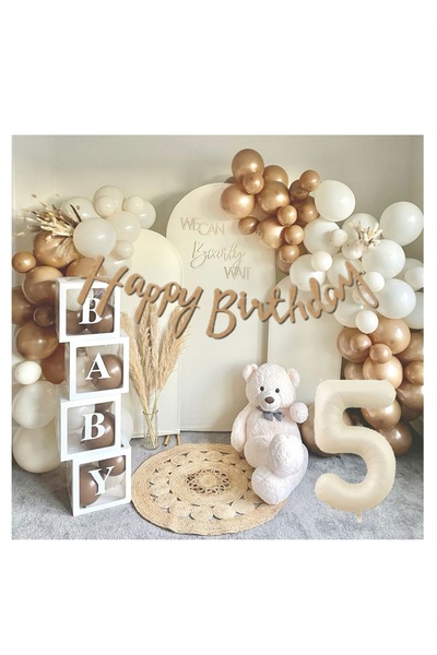 BİDOLUMUTLULUK Baby Yazılı Balon Kutusu Karamel Doğum Günü Seti Parti Kutlama...