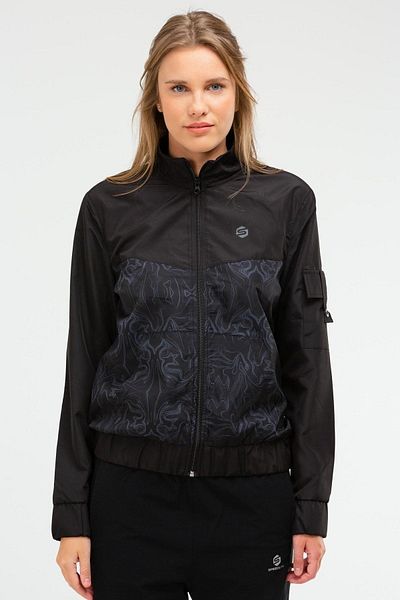 speedlife Black Regular Stand Collar Women's Sweatshirt Sc1063