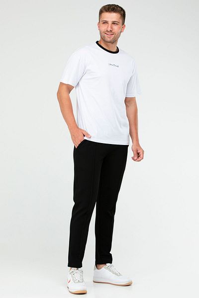 speedlife Λευκό Μαύρο Oversize Crew Neck Basic Ανδρικό Σετ Xb0093