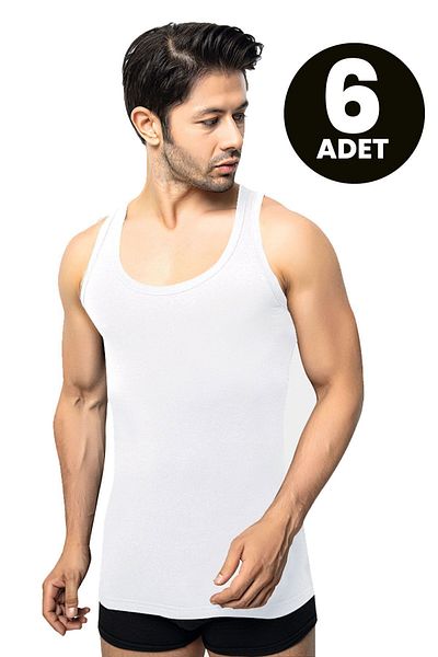 Öts Men's White 6-Pack 100% Cotton Classic Jersey Undershirt (100% COTTON)