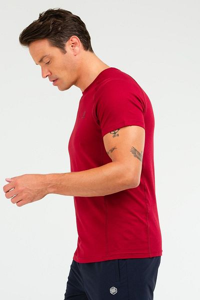 speedlife Claret Red κανονικό βαμβακερό ανδρικό μπλουζάκι με λαιμόκοψη με κοντό μανίκι Xf1511