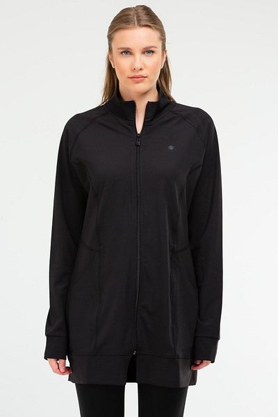 speedlife Black Regular Micro Stand Collar Women's Tunic Sc1086