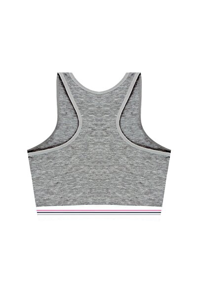 Öts 3-Piece Gray Cotton Lycra Half Tank Top Bustier Set for Girls