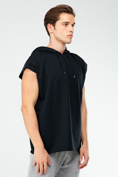 speedlife Navy Blue Oversize Cotton Hooded Men's Sports Undershirt Xf1624