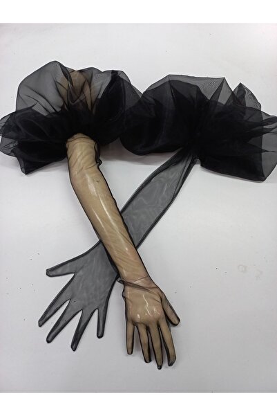 es moda shop Gemma organza ruffle party gloves black