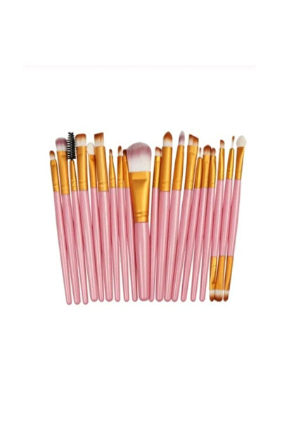 aks kozmetik 20'li Parça Makyaj Fırça Seti Neon Pembe Renk