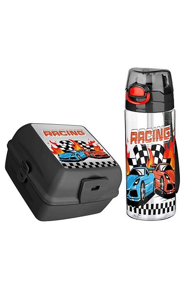Titiz Plastik Schooly Water Bottle - 1 Set Nutrition Container and Bag Set, Racing