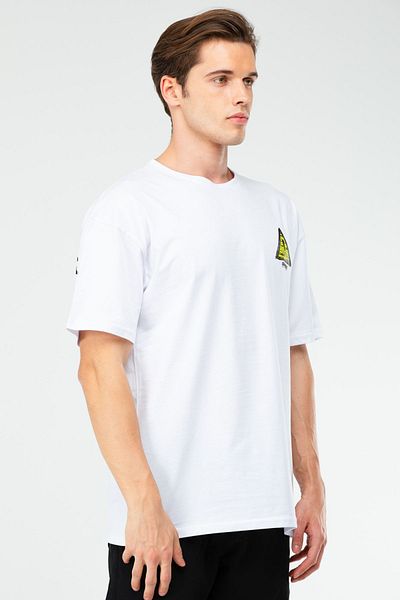 speedlife Λευκό Oversize 100% βαμβακερό ανδρικό μπλουζάκι με κοντό μανίκι Xf1602