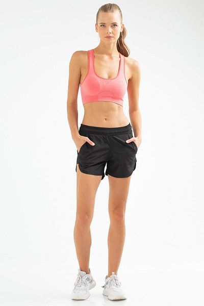 speedlife Sutien sport fără cusături pentru femei, portocaliu, slim fit, cu gât deschis, Ssf0015