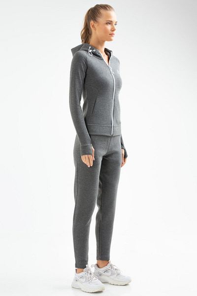 speedlife Σετ γυναικεία αθλητική φόρμα Anthracite Regular Cotton Hooded Sa2349