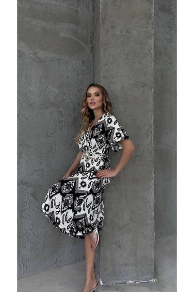 DİMA Rochie înfășurată cu decolteu în V cu centură de paie