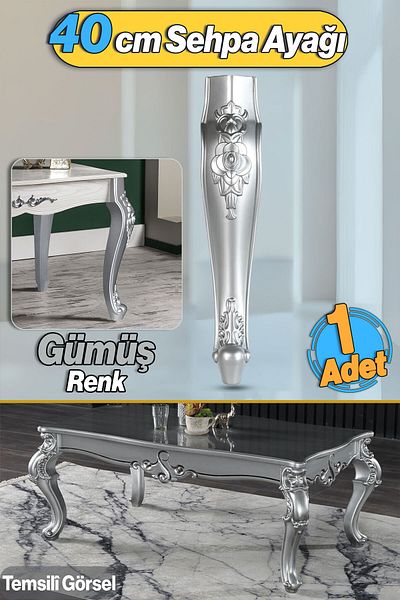Badem10 Picior de masă de cafea din plastic Rosa 40 cm Culoare argintie Picior mijlociu pentru masă de cafea combinată Mobilier picioare de masă 1buc Gri
