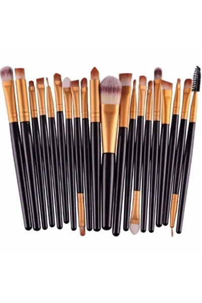aks kozmetik 20'li Profesyonel Yumuşak Makyaj Fırça Seti Siyah Renk