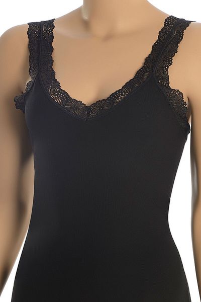Öts 2-Piece Women's Lycra Shoulder Lace Undershirt Black