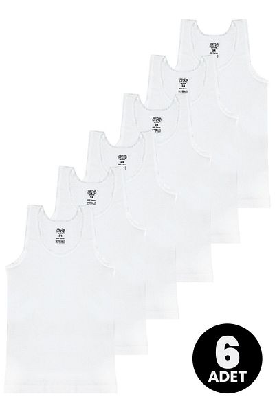 Öts Tricou pentru fete, alb, 6 bucăți, din bumbac pieptănat, cu bretele groase