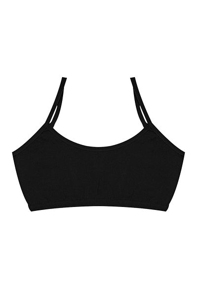 Öts Girl's Black 2-Piece Cotton Lycra Half Tank Top Training Bra