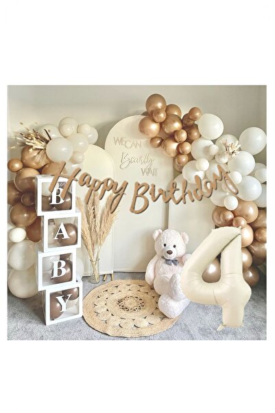 BİDOLUMUTLULUK Baby Yazılı Balon Kutusu Karamel Doğum Günü Seti Parti Kutlama...