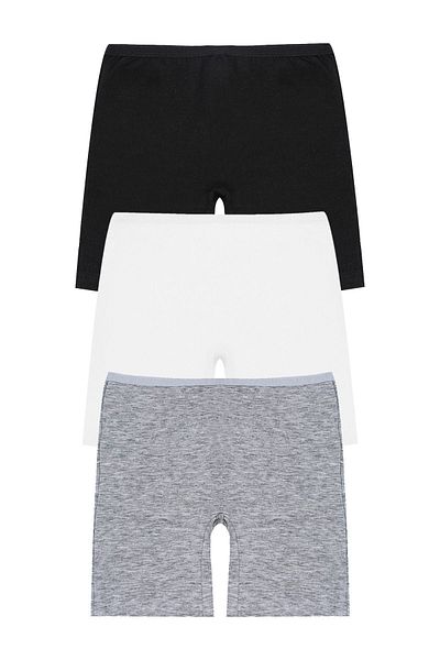 Öts Girl's 3-Piece Colorful Cotton Lycra Long Boxer Tights