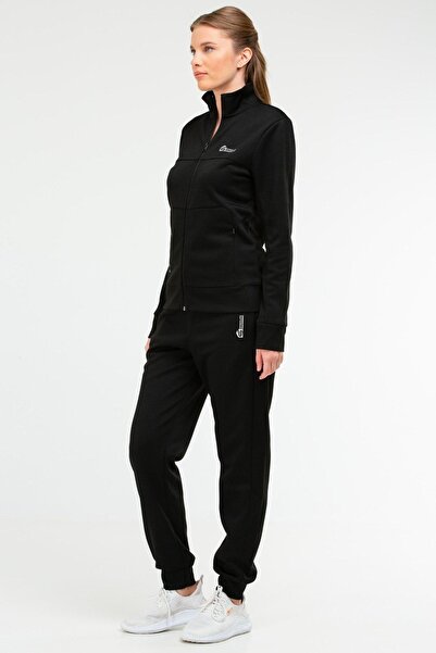 speedlife Μαύρο κανονικό γιακά με μανσέτα γυναικεία αθλητική φόρμα Sa2461