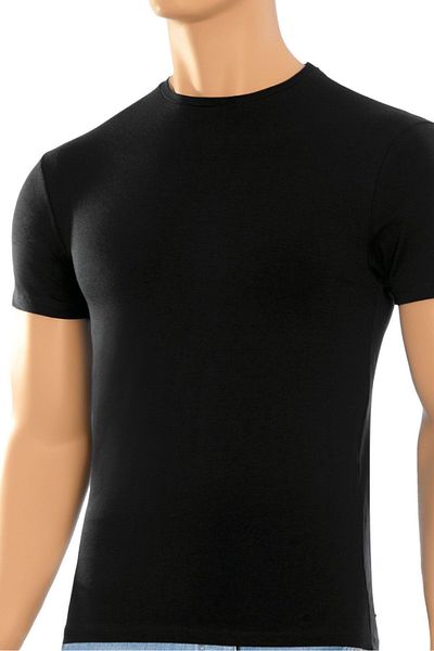 Öts Ανδρικό μαύρο μπλουζάκι - 2 Pack Modal κλειστός γιακάς