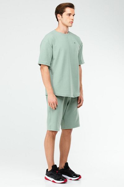 speedlife Πράσινο Oversize Crew Neck Basic ανδρικό σορτς Xb0067