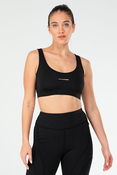 speedlife Μαύρο Slim Fit Micro Open Collar Γυναικείο αθλητικό σουτιέν Sf0639
