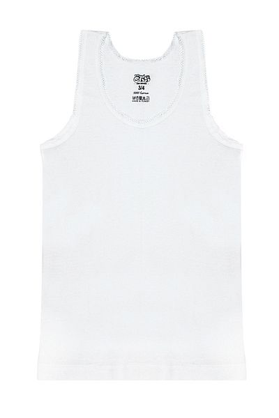 Öts Tricou pentru fetiță, alb, din 2 piese, cu curele late, cu nervuri