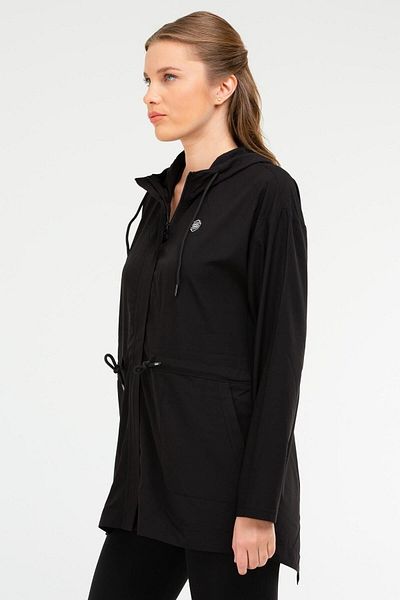 speedlife Black Regular Bstrech Hooded Women's Tunic Sc1073