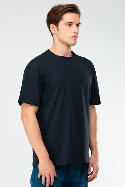 speedlife Μπλε Navy Oversize 100% βαμβακερό ανδρικό μπλουζάκι με κοντό μανίκι Xf1582